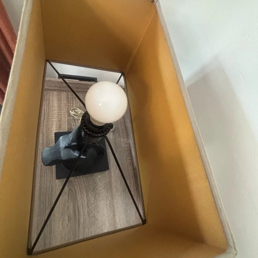 West elm black horse head table lamp